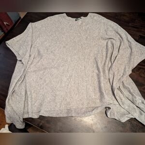 +Beryll 100% Cashmere Sweater Poncho Shrug, Grey, Oversized, OS